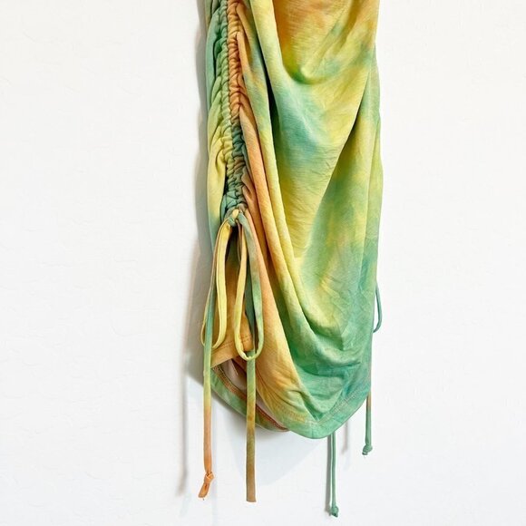 Tie Dye Ruched Rainbow Bodycon Fairy Y2K Disco Baddie Club Party Mini Dress S - Picture 3 of 7